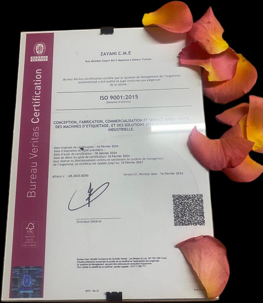 Certificat ISO 9001:2015